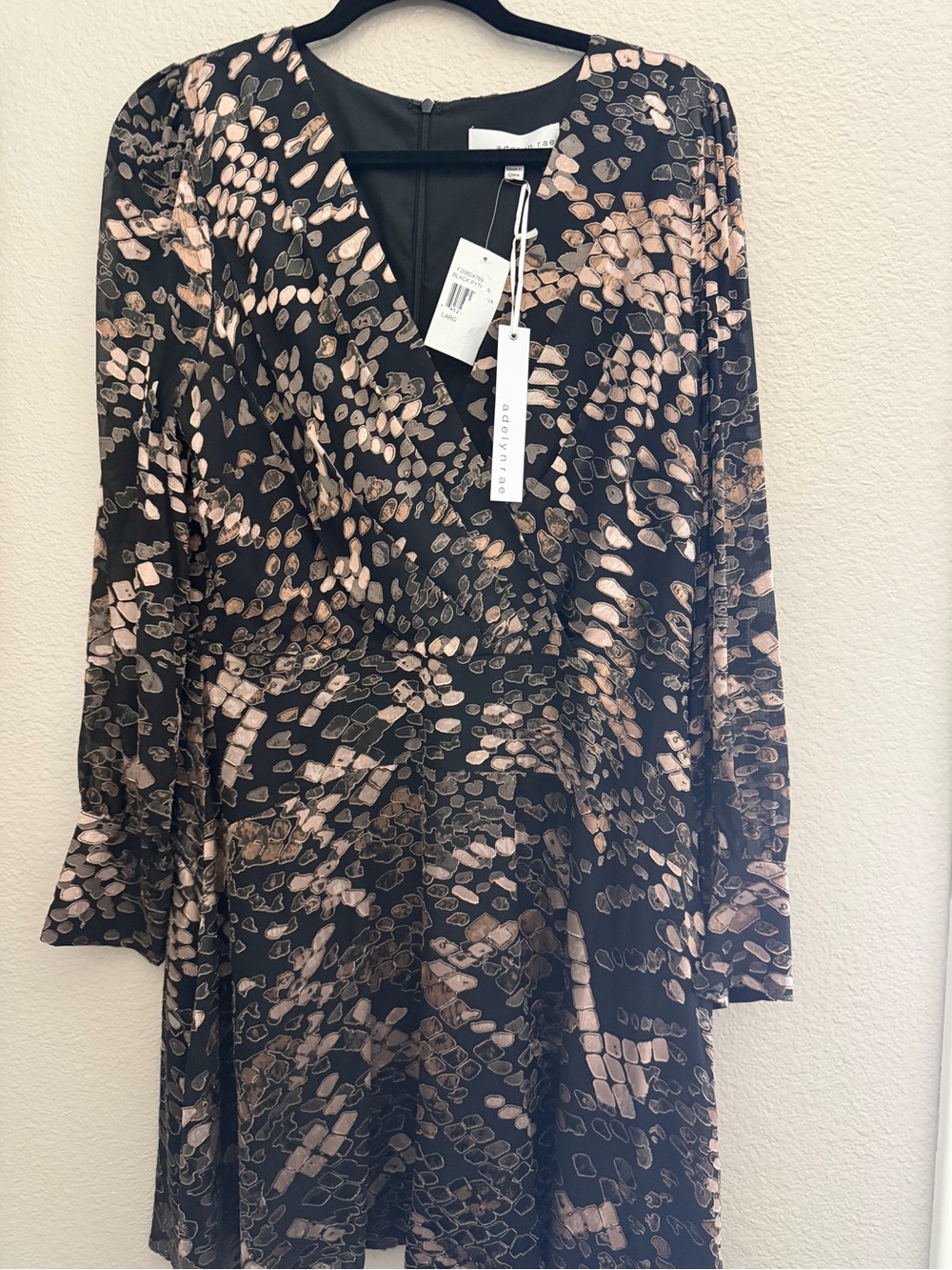 Adelyn Rae Black & Blush Python dress